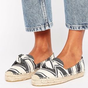 (Soludos) Striped Front Knot Platform Espadrilles